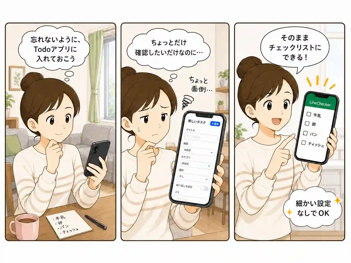 Todoアプリを開いて入力する前から面倒に感じる様子