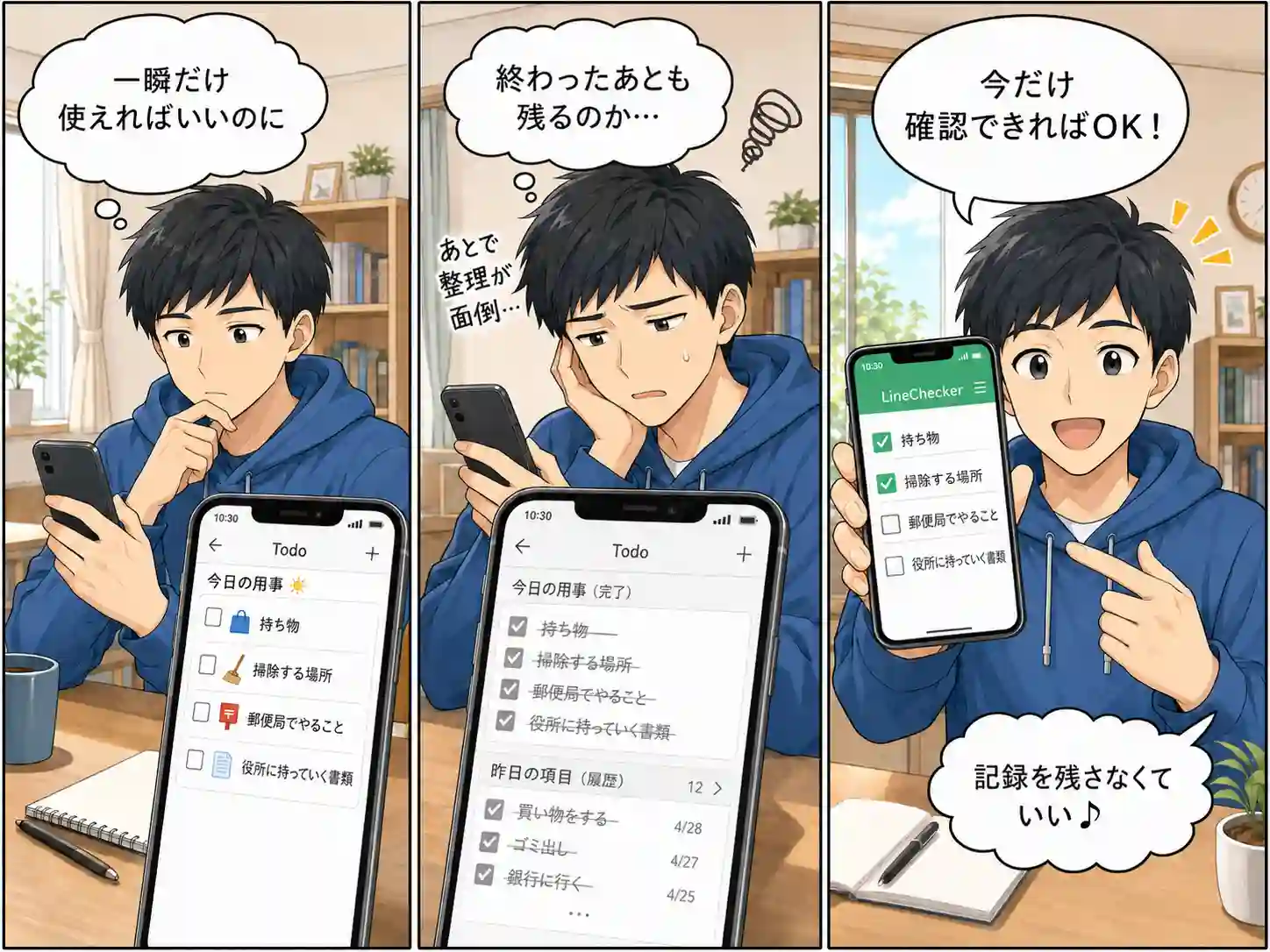 今日だけ使いたいリストがTodoアプリに残り続ける様子